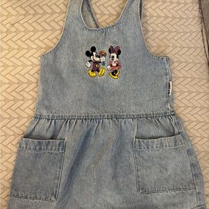 Disney vintage Mickey & co Mickey Minnie Girls jeans denim jumper dress size 6